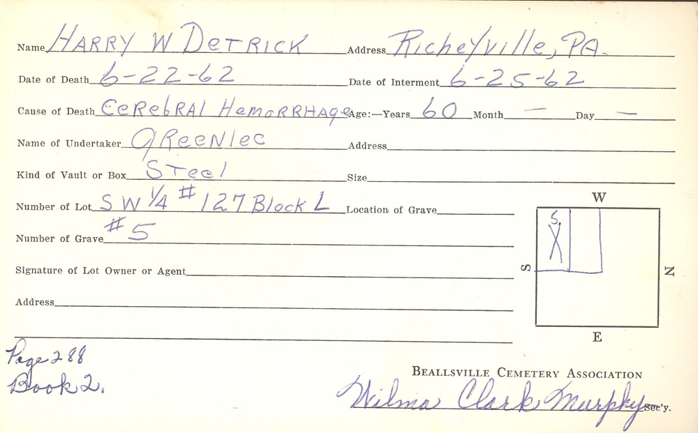 burial card